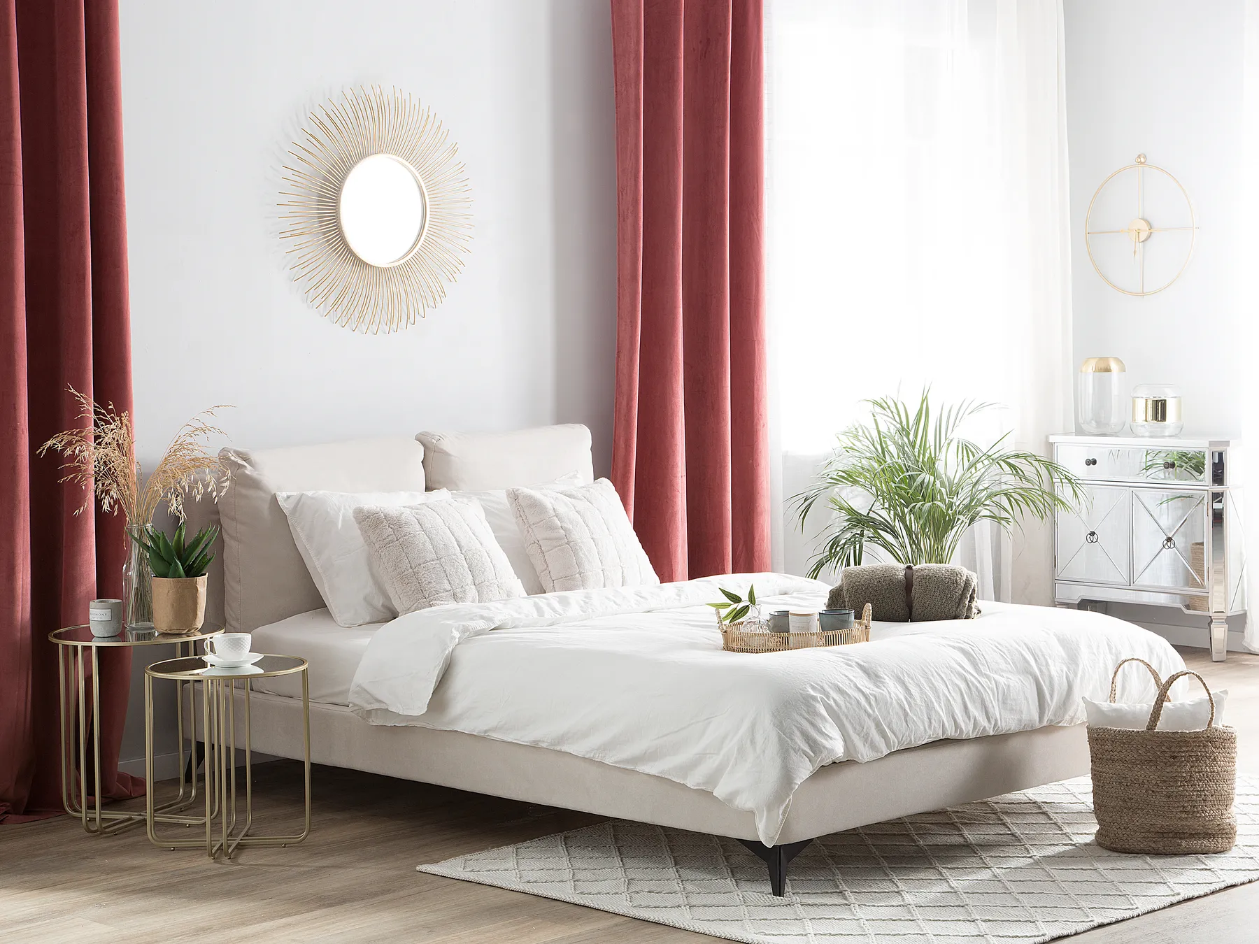 Bett mit Lattenrost Chenillegewebe MELLE 140 x 200 cm Hellbeige_745624