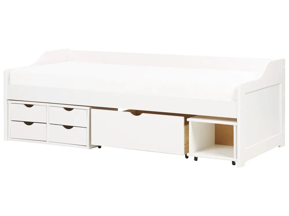 Tagesbett mit Stauraum Kiefernholz ROYVILLE 90 x 200 cm Weiß_936569