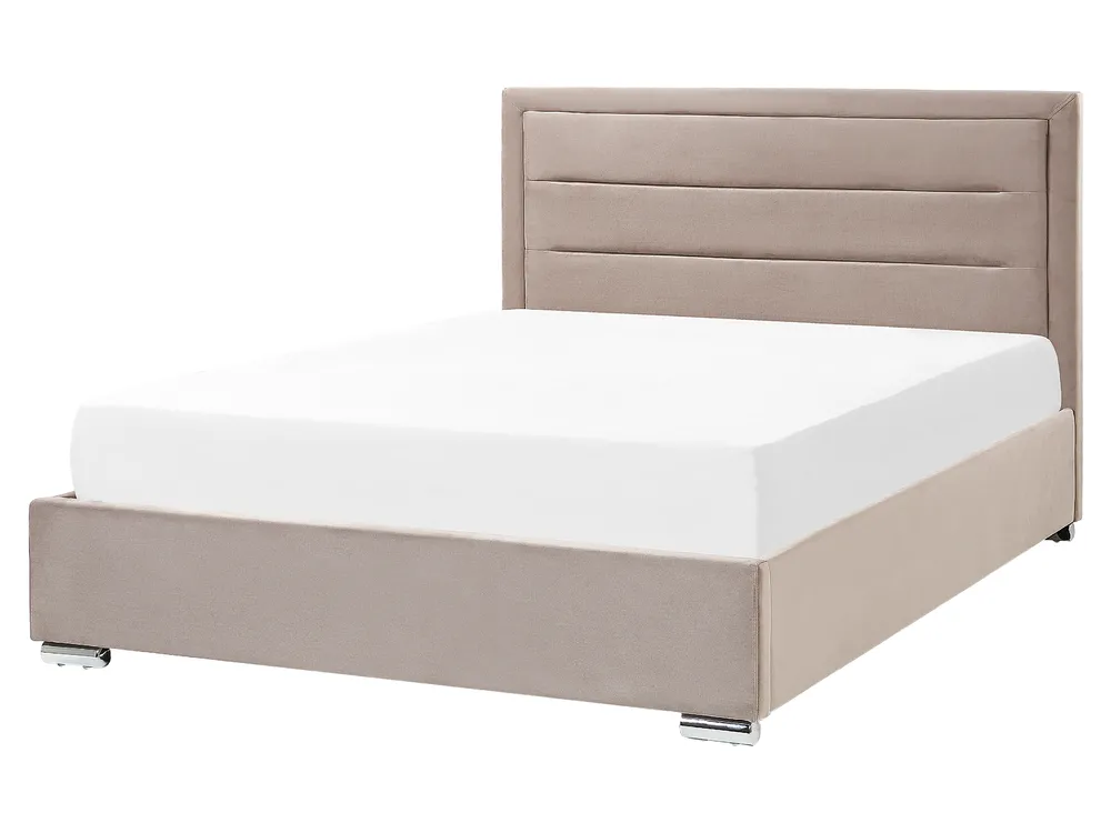 Ottoman Bed ROUEN Velvet Taupe 160 x 200 cm (EU King Size)_843840