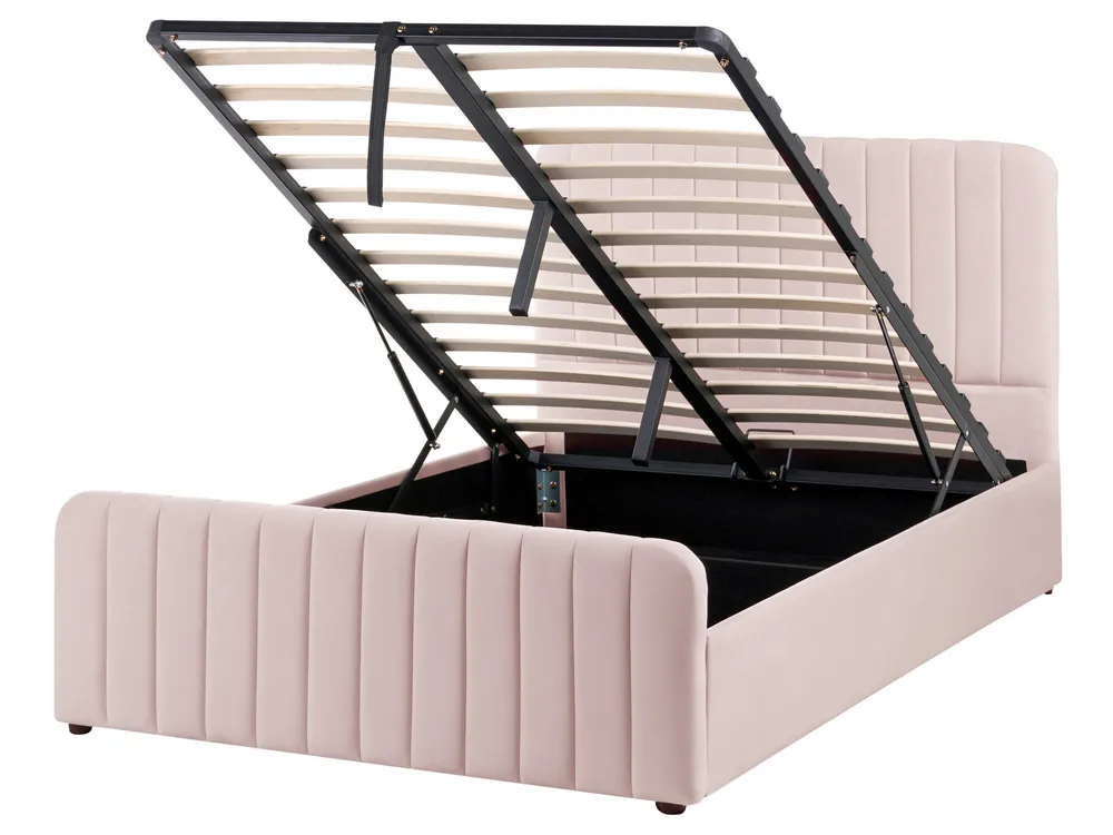 Bett mit Stauraum LUNAN Pastellrosa 120 x 200 cm