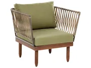 Lounge Set mit Tisch 4-Sitzer CREMONA Akazienholz Dunkelbraun / Grün linksseitig_1099777