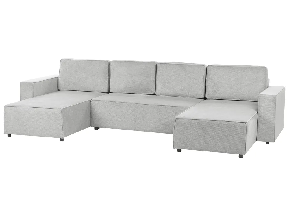 U-Shape Sofa Bed 4 Seater VATNE with Storage Fabric Grey_950575