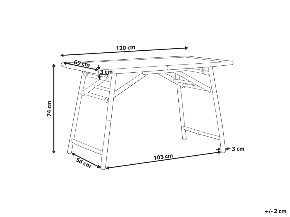 Gartentisch MOLISE 120 cm 69 cm Bambus Hellbraun_838120