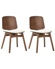Esszimmerstuhl 2er Set CHARLESTON Holz Braun / Hellbeige_1071158