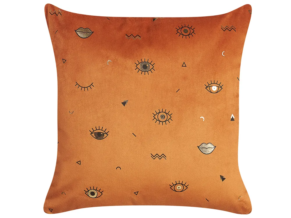 Dekokissen 2er Set AEONIUM 45 x 45 cm Samtstoff Orange Abstraktes Muster_830061