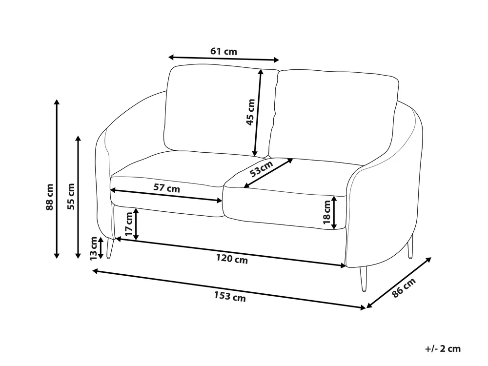 Sofa 2-Sitzer TROSA Stoff Hellbeige_910925