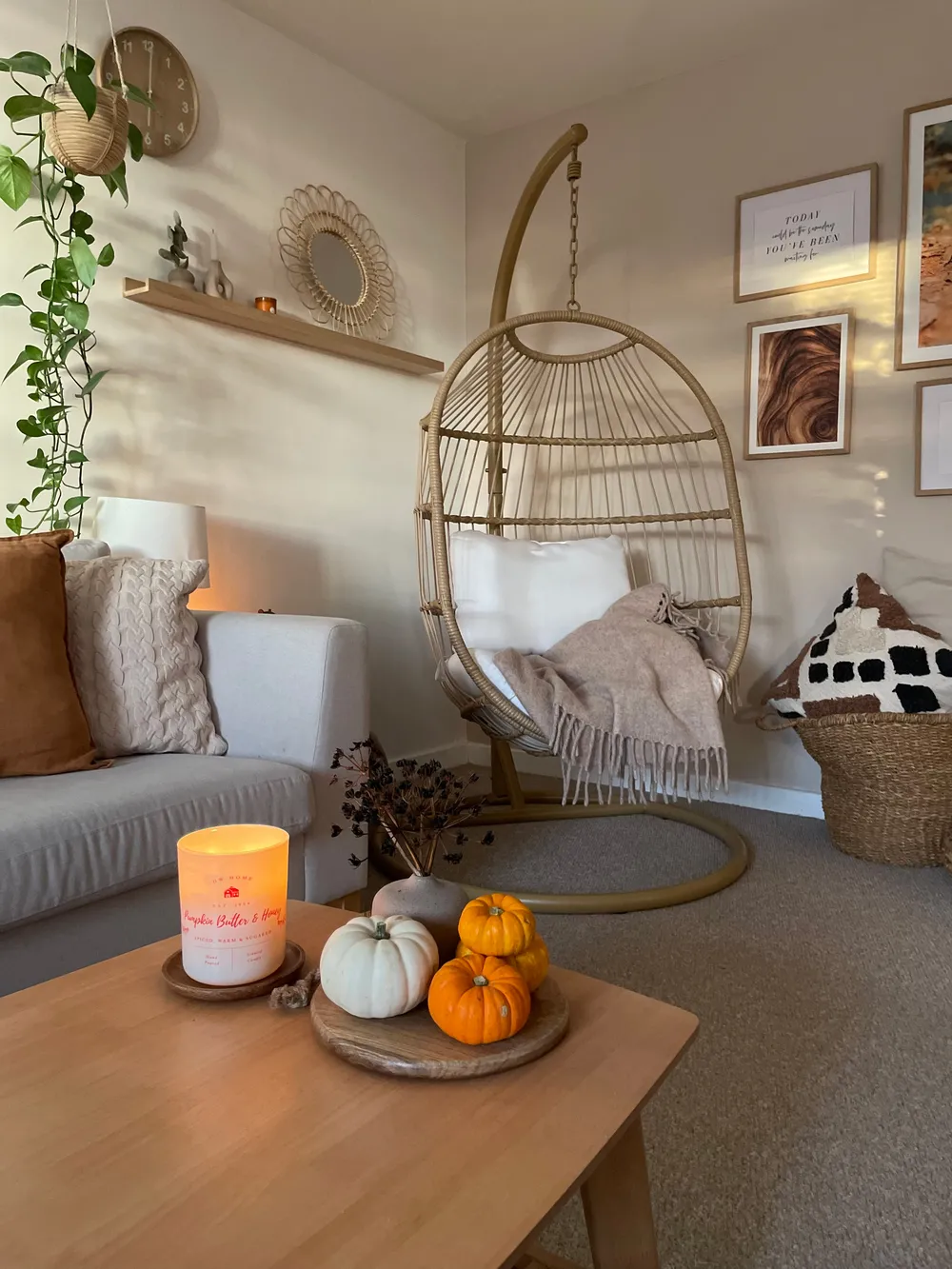 Hängesessel mit Gestell ALBA Polyrattan Naturfarben_834419