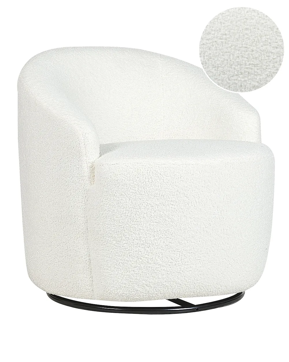 Drehsessel DAVIK Bouclé Cremeweiß