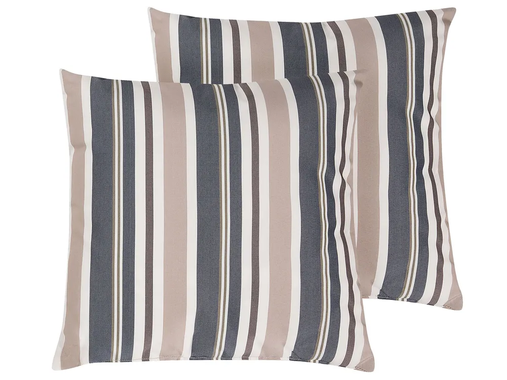 Gartenkissen 2er Set KASTOS Streifenmuster 40 x 40 cm Taupe