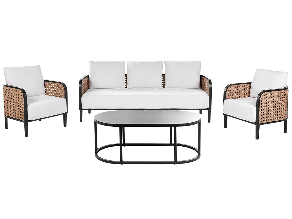 Lounge Set mit Tisch 5-Sitzer MONTEFALCO Metall Weiß