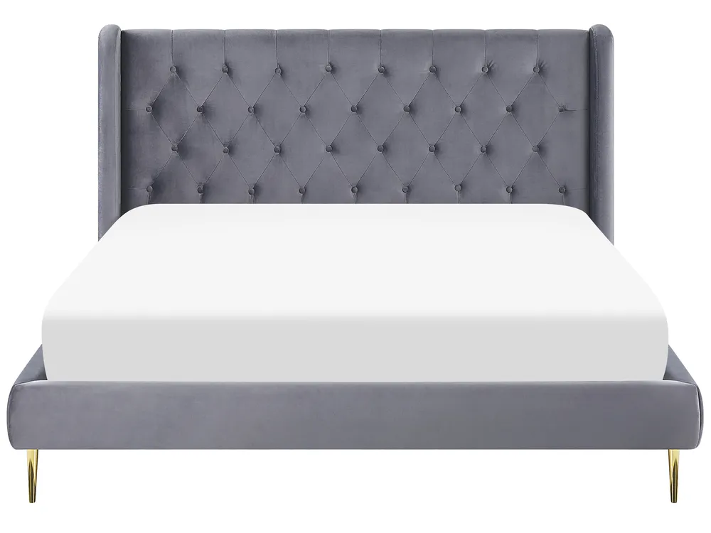 Bed Velvet FORBACH 160 x 200 cm (EU King Size) Grey_819119