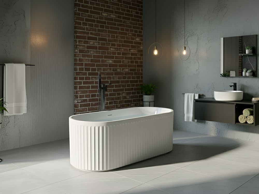 Freistehende Badewanne SERENA 170 x 80 cm Weiß