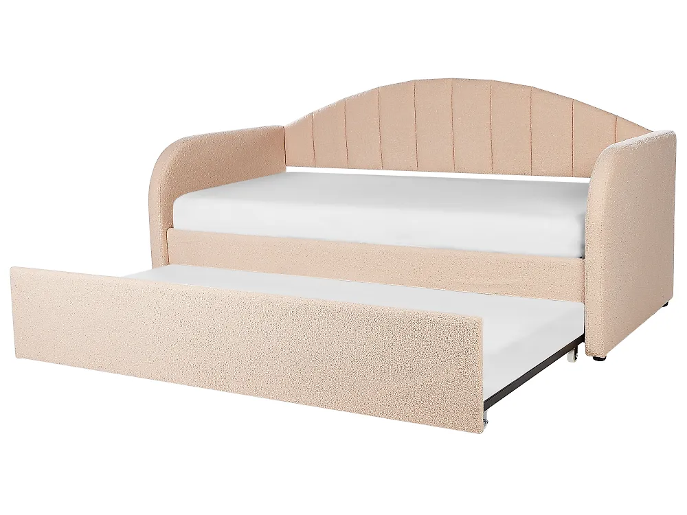 Ausziehbett Bouclé EYBURIE 90 x 200 cm Pfirsichrosa_907955