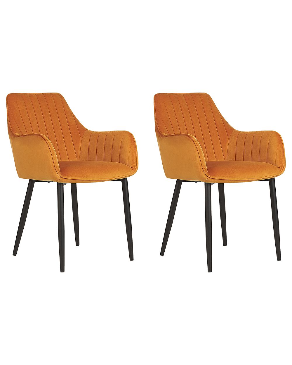 Set van 2 eetkamerstoelen WELLSTON Fluweel Oranje