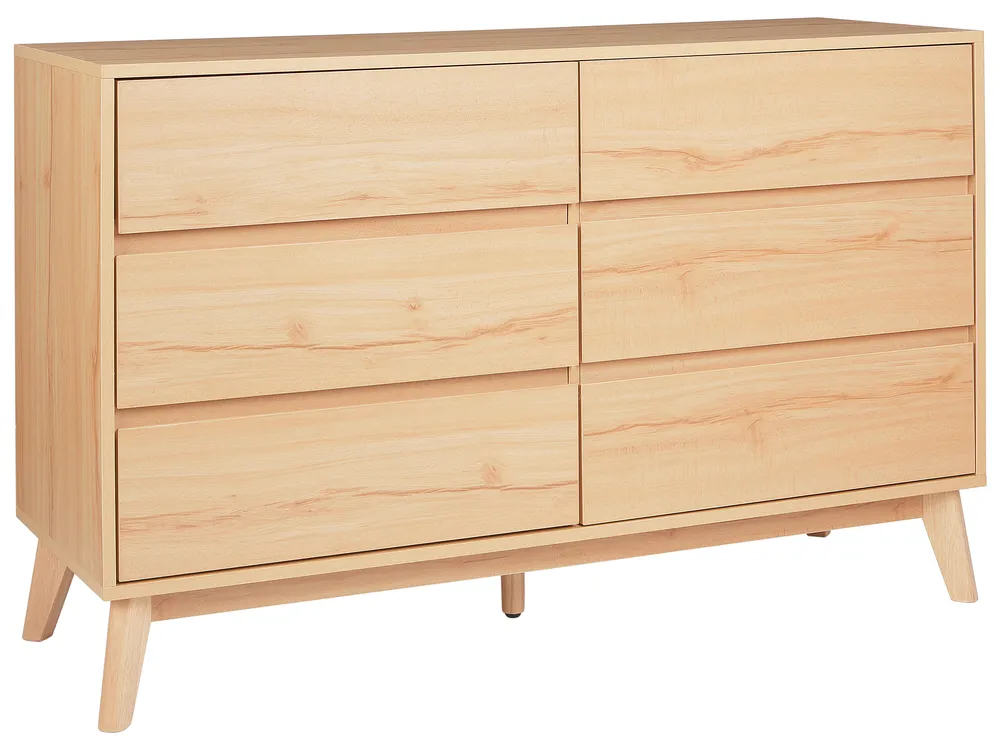 Kommode mit 6 Schubladen SARDIS Hellbraun