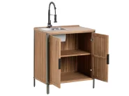 Outdoor-Küchenschrank mit Spüle IVREA Braun / Schwarz zertifiziertes Akazienholz_988365