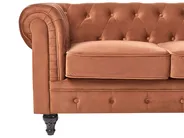 Living Room Set 4 Seater CHESTERFIELD Velvet Golden Brown_1036601