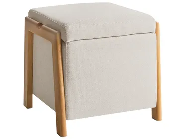 Elegante Pouf con Vano Portaoggetti Similpelle Bianca 40 x 38 cm Maryland