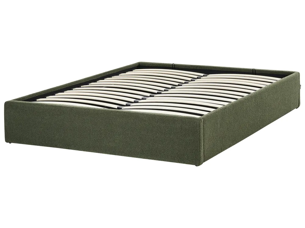 Ottoman Bed without Headboard DINAN Boucle Dark Green 140 x 200 cm (EU Double)_992120