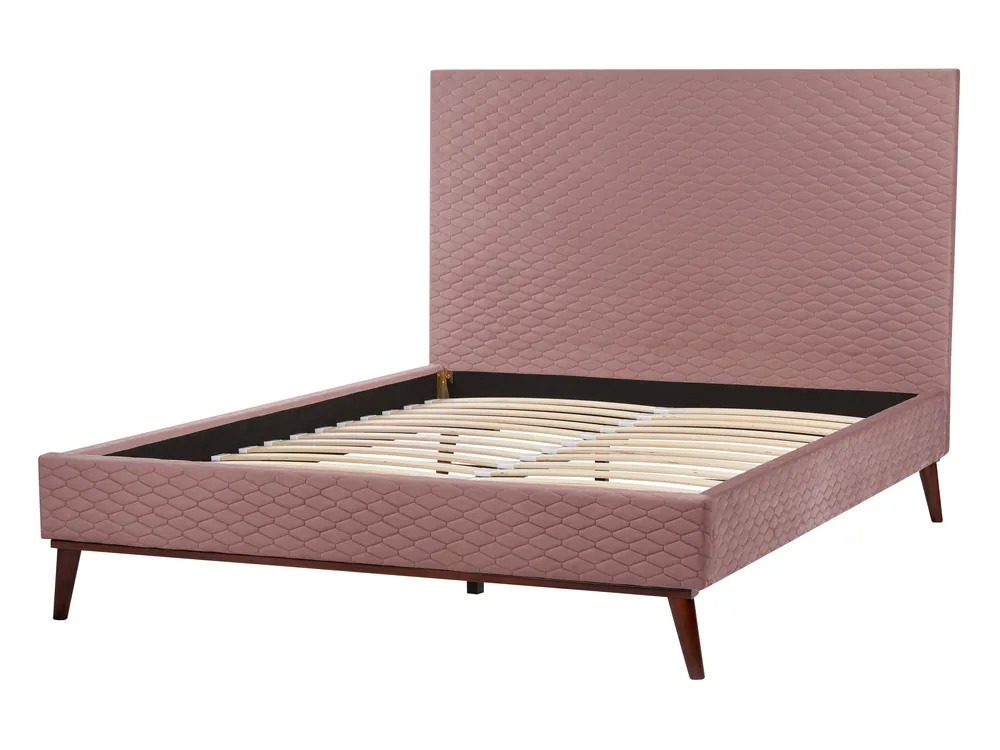 Bed Velvet BAYONNE 140 x 200 cm (EU Double) Pink_901271