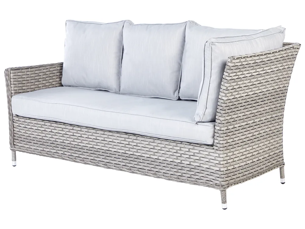 Garden Lounge Set with Table and Ottoman 9 Seater LACONA PE Rattan Light Grey Right Hand_918365