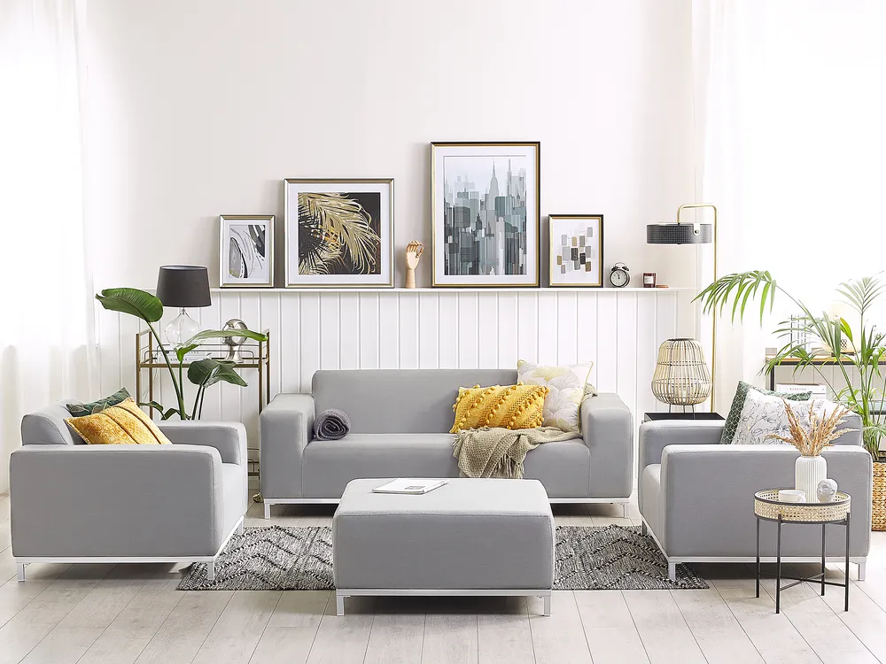 Lounge Set mit Tisch 5-Sitzer ROVIGO Hellgrau_863111