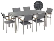 Gartenmöbel Set 6-Sitzer GROSSETO Granit geflammt Schwarz / Grau_435199