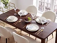 12-Piece Dinnerware Set MAHLEB Porcelain White/Blue_1191943