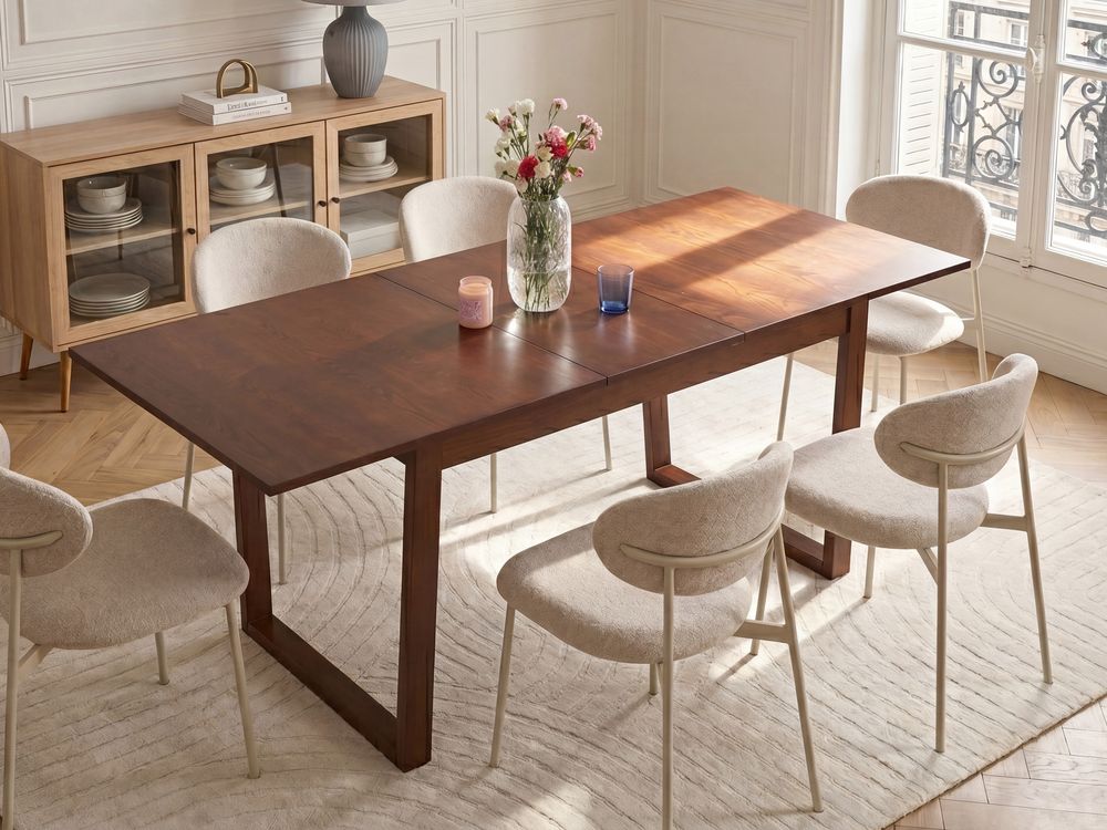 Extending Dining Table CAMDEN Dark Ash Wood 160/200 cm 95 cm