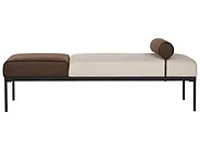 Chaise Longue MALMOS Faux Linen Faux Leather Dark Brown_931215