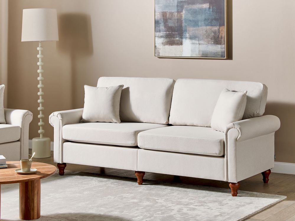 Sofa 3 Seater GINNERUP Fabric Light Beige