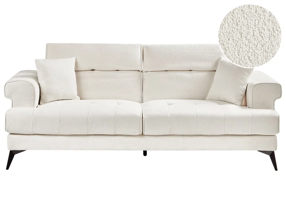 Sofa 3 Seater SKIVE Boucle White