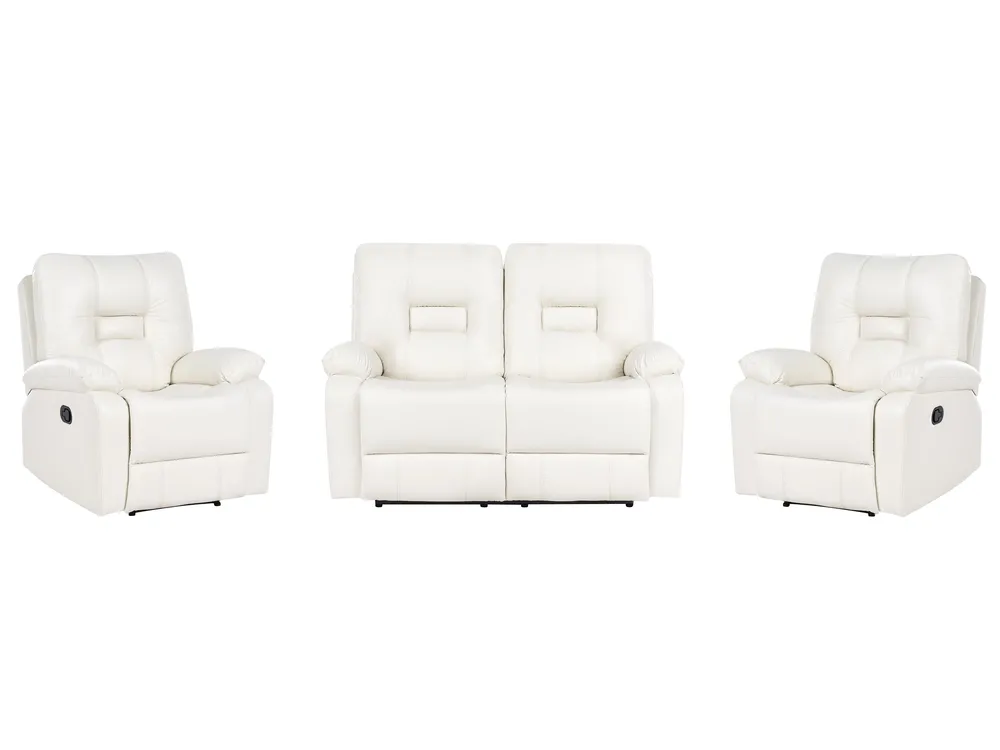 Sofa Set manuell verstellbar 4-Sitzer BERGEN Kunstleder Weiß_1069823