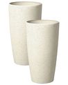 Set mit 2 Blumentöpfen ABDERA 31 cm Hellbeige