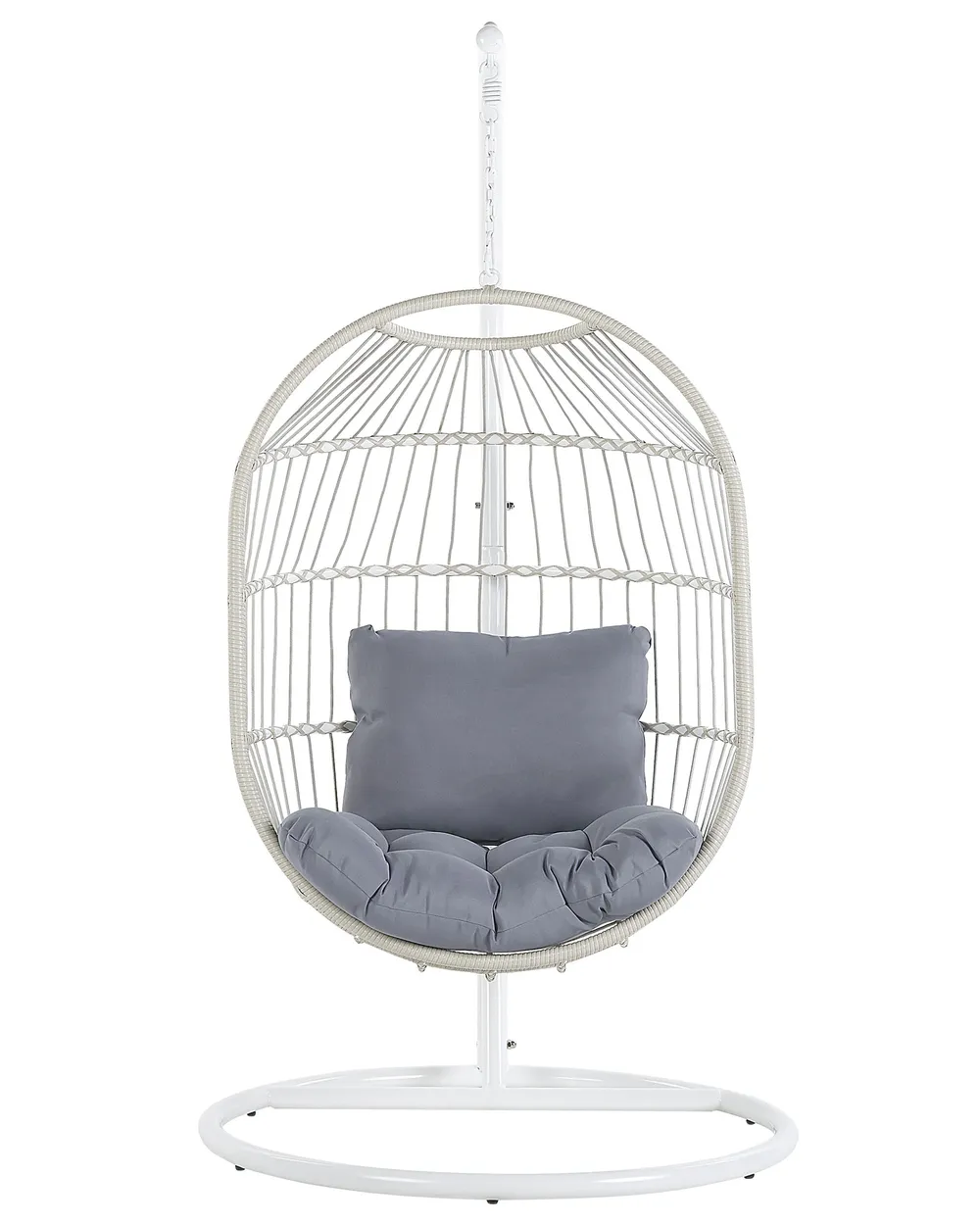 Hängesessel mit Gestell ALBA Polyrattan Weiß_815268
