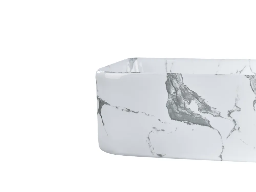 Aufsatzwaschbecken IPALA 62 x 35 cm Keramik Weißer Marmor_922249