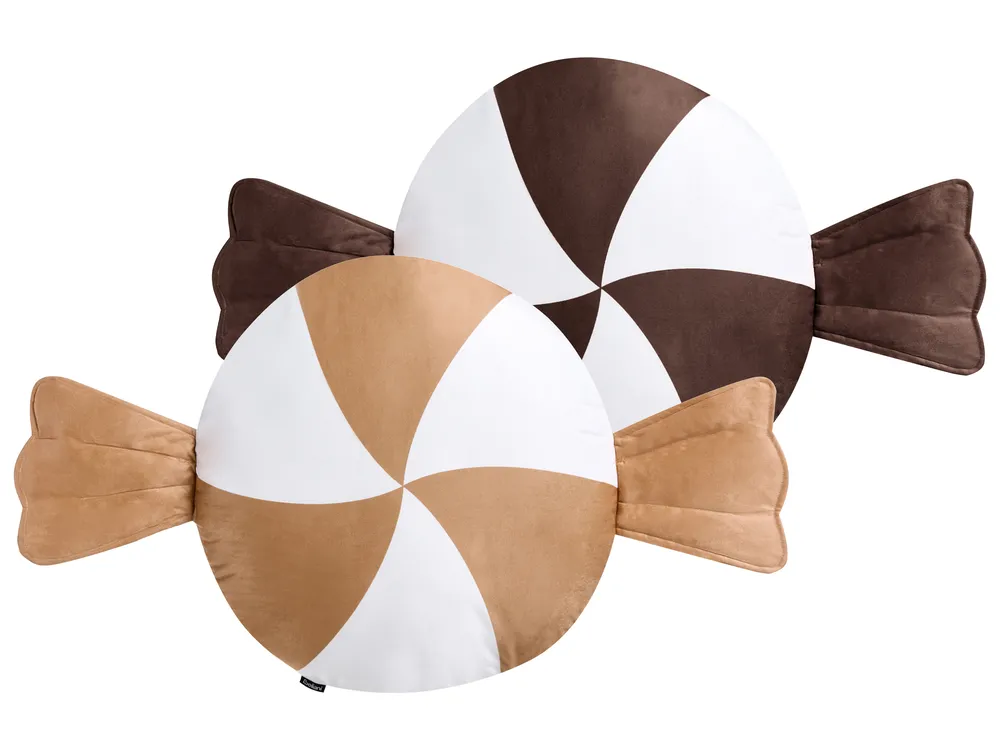 Dekokissen 2er Set WHIRL CANDY 60 x 60 cm Stoff Braun / Weiß Weihnachtsmotiv