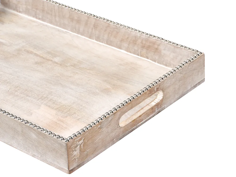 Set of 2 Serving Trays QUENA Mango Wood Light Brown_1003855