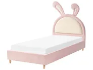 Kids Bed Rabbit Velvet LALLIAS 90 x 200 cm (EU Single) Pink_984285