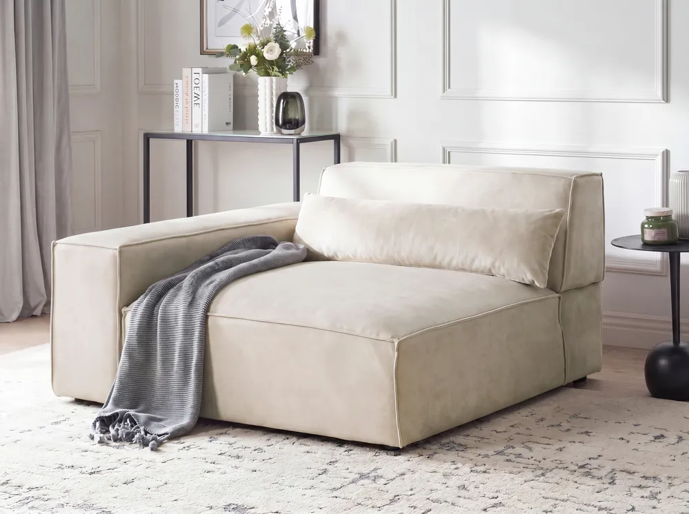 Eckmodul HELLNAR Samtstoff Hellbeige rechtsseitig