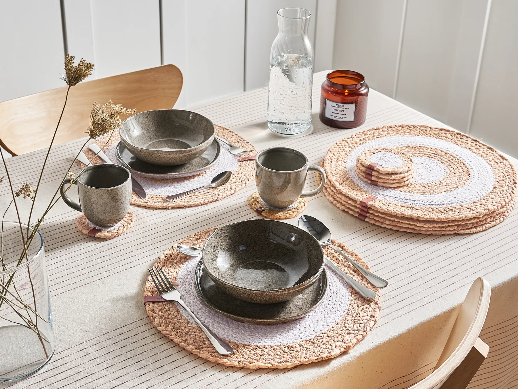 Tischset mit Untersetzern 12-teilig TUMERIC Jute Naturfarben_946254