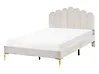 Bett mit Lattenrost Samtstoff SAUVIAN 120 x 200 cm Cremeweiß