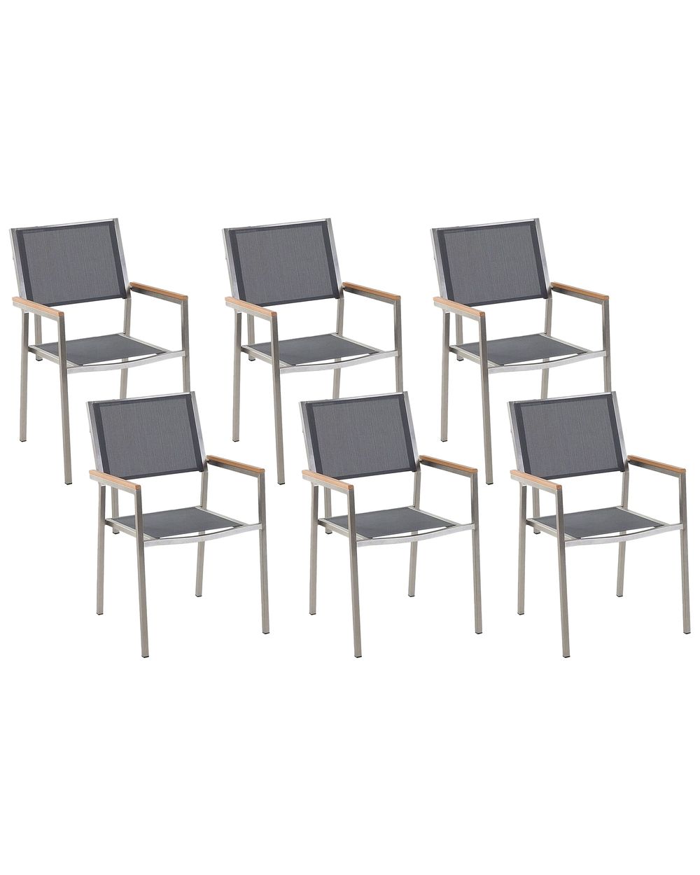 Set of 6 Garden Chairs GROSSETO Stainless Steel Grey
