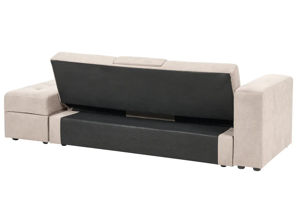 Sofa Bed 3 Seater FALSTER with Storage Fabric Light Brown_935848