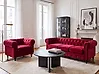 Sofa Set 4-Sitzer CHESTERFIELD Samtstoff Dunkelrot