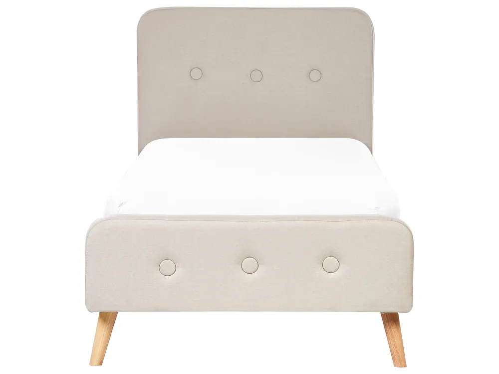 Bed Faux Linen RENNES 90 x 200 cm (EU Single) Light Beige_924481