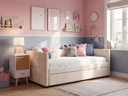 Ausziehbett Samtstoff CHAVONNE 90 x 200 cm Cremeweiß_1069377