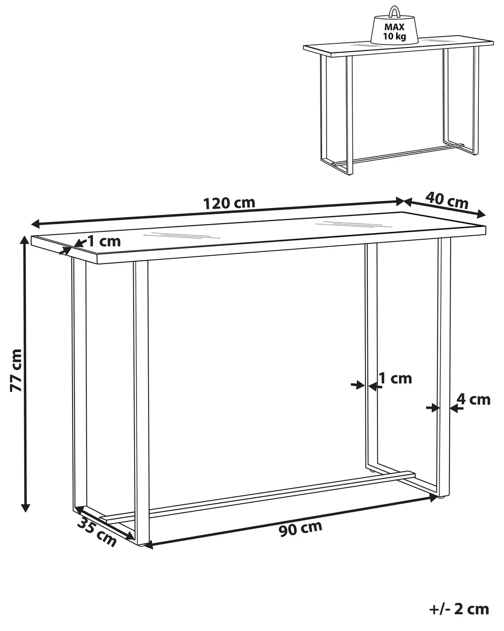 Console Table PLANO Tempered Glass White Marble_823501