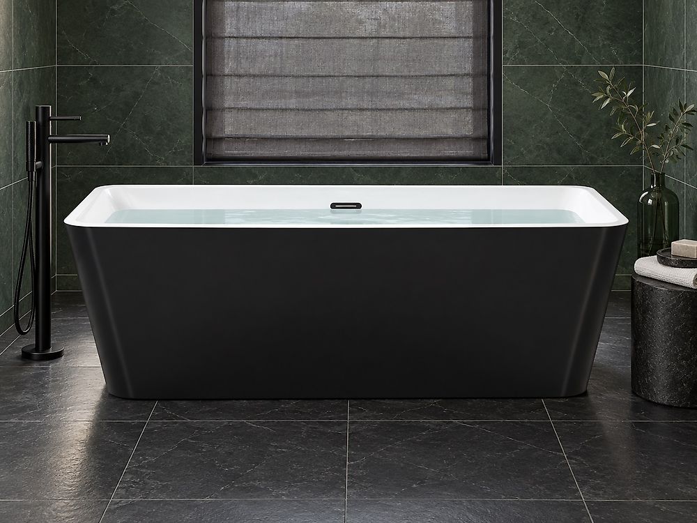 Back to Wall Bathtub HASSEL 1700 x 800 mm Black
