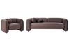 Sofa Set 4-Sitzer LEIREN Samtstoff Dunkelbraun